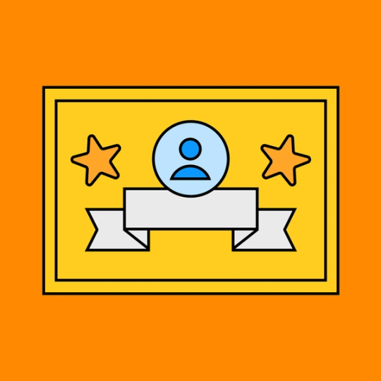 certificate example on an orange background