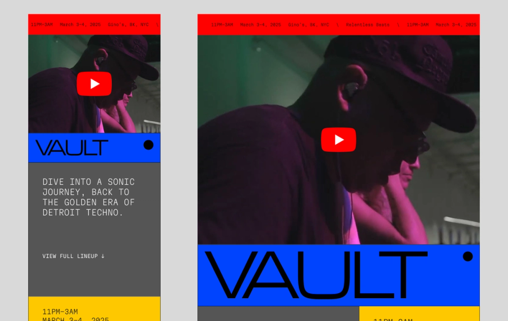 A screenshot of a music event mobile website template