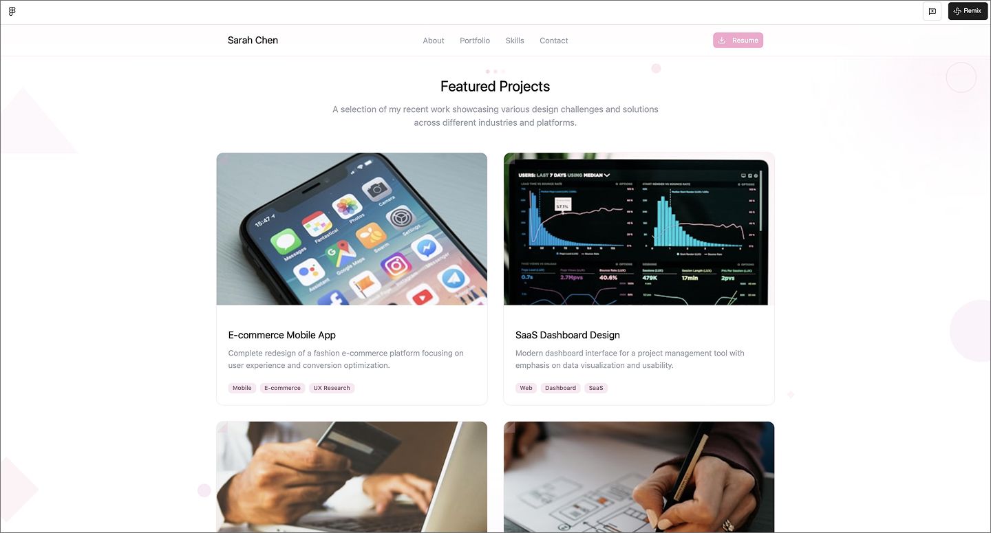 Screenshot of the UI designer portfolio created using Figma Make