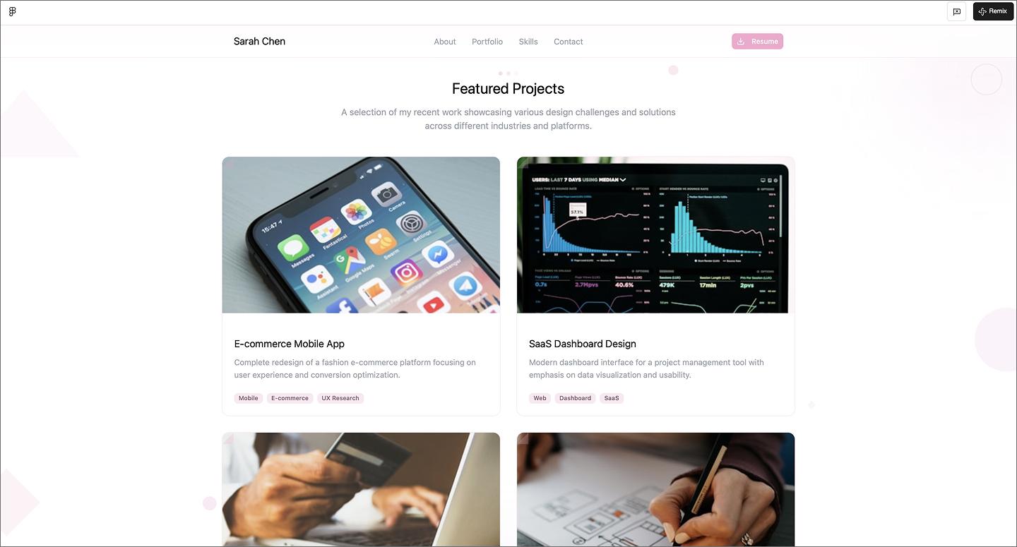 Screenshot of the UI designer portfolio created using Figma Make