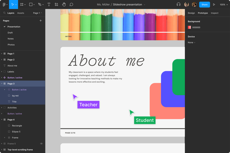 Designing an About Me page using Figma