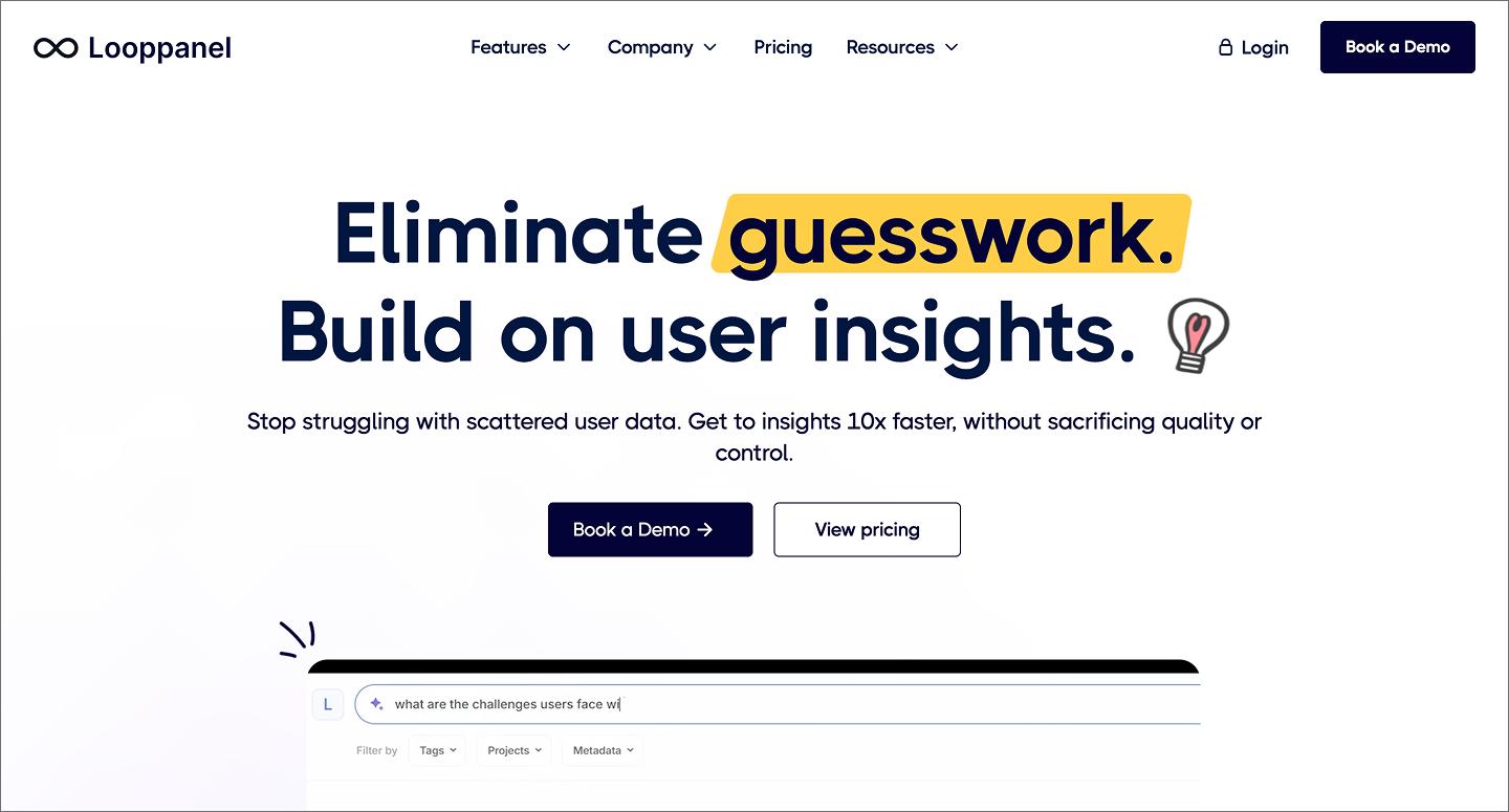 Looppanel, an AI market research tool for user research.