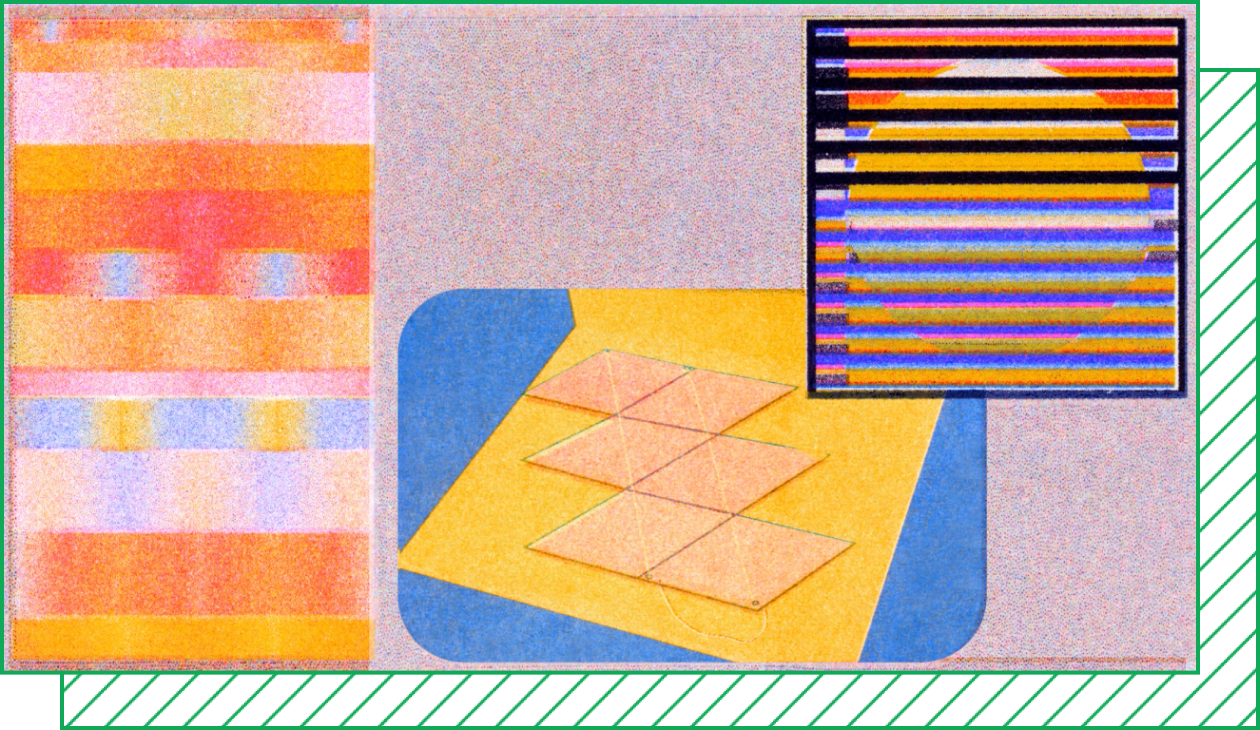 Dreamy pastel composition featuring lines and grids
