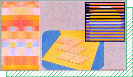 Dreamy pastel composition featuring lines and grids