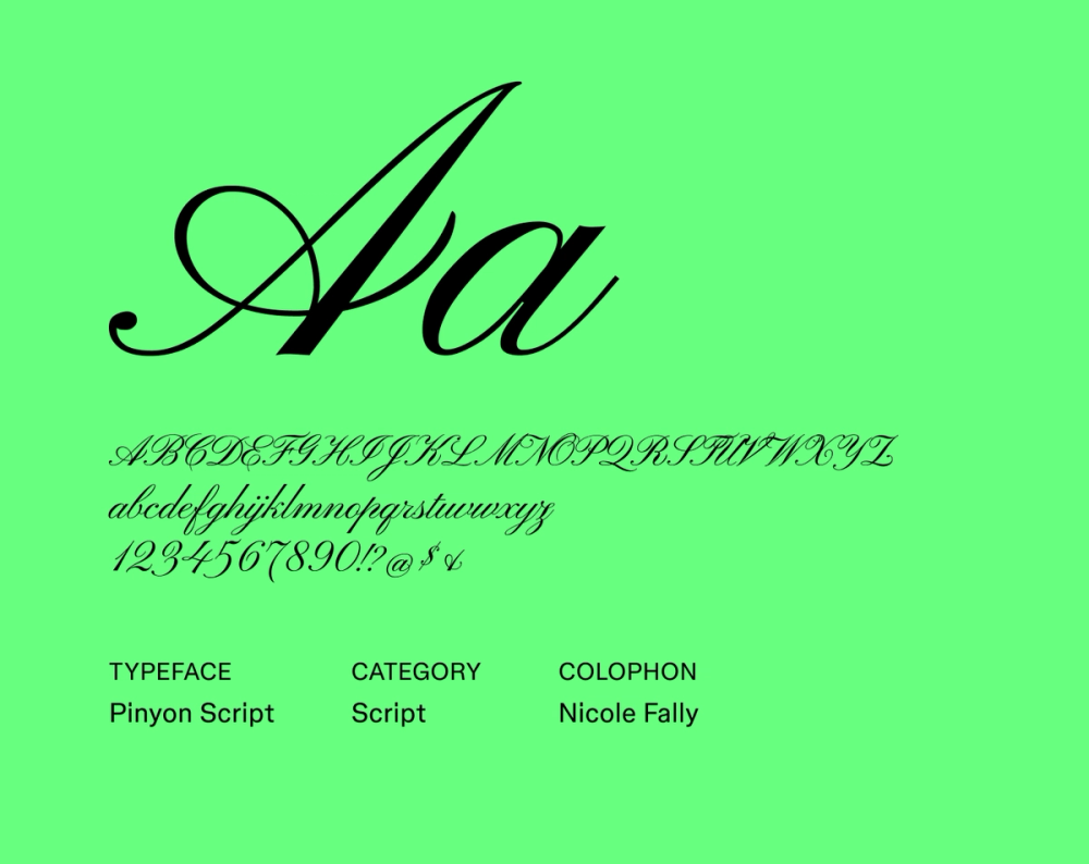 Example text showing Pinyon Script