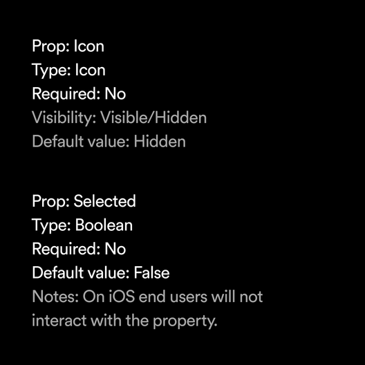 Outline for an icon with annotations emphasizing that end iOS users will not interact with the property.