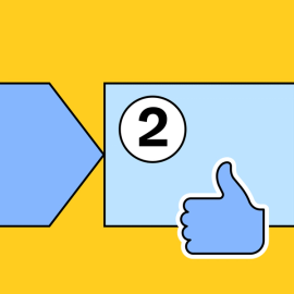 the number two with a thumbs up emoji next to it