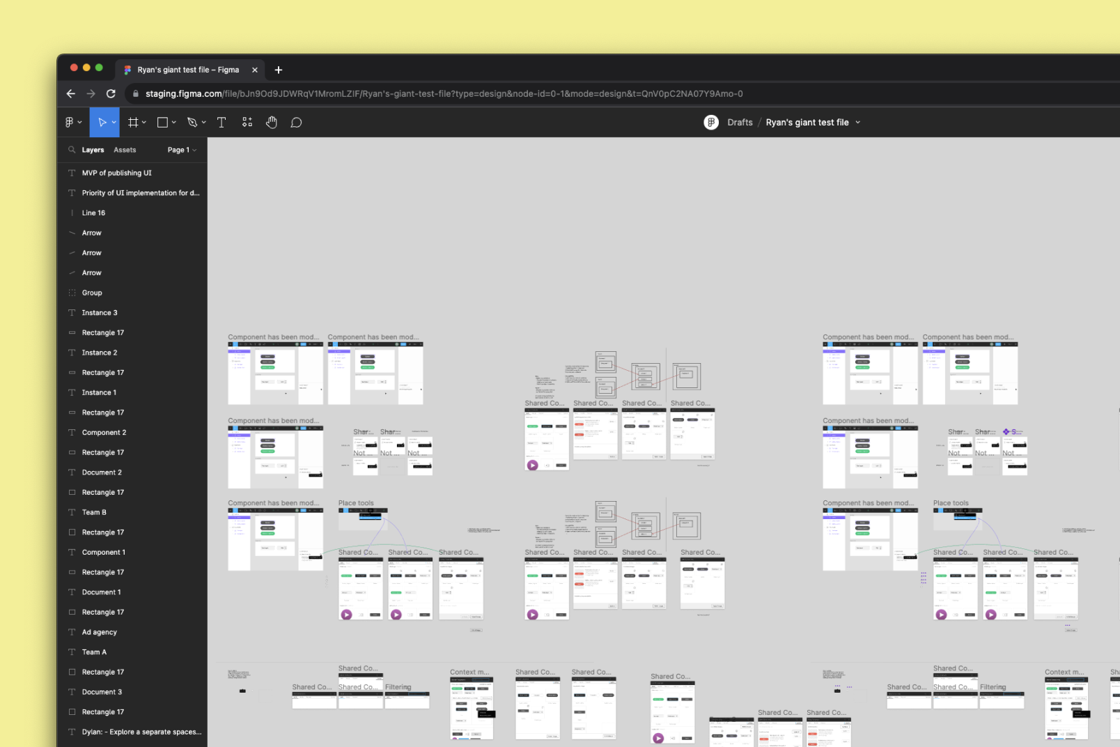 A Figma file with many screens
