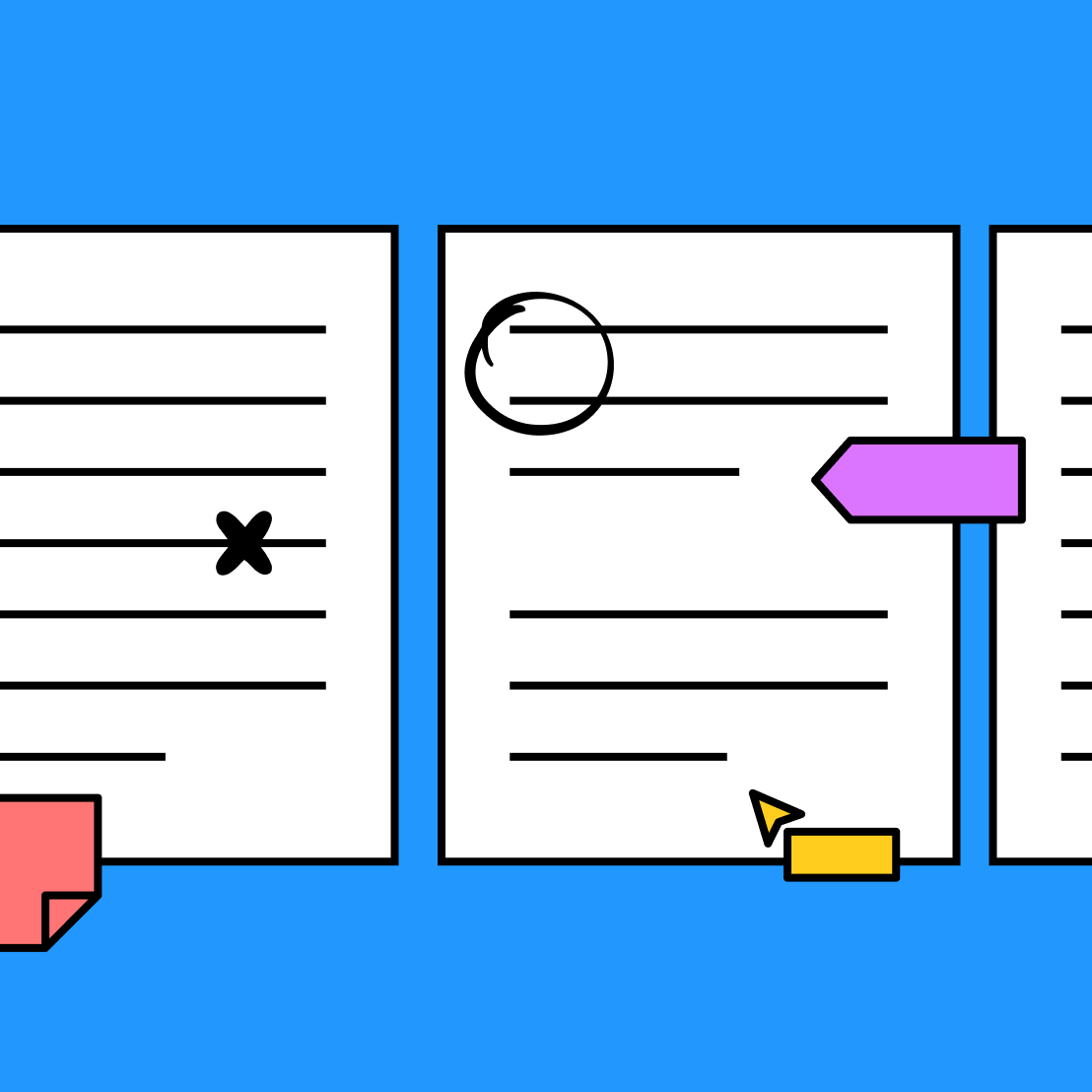 essay draft marked up with FigJam's collaboration tools