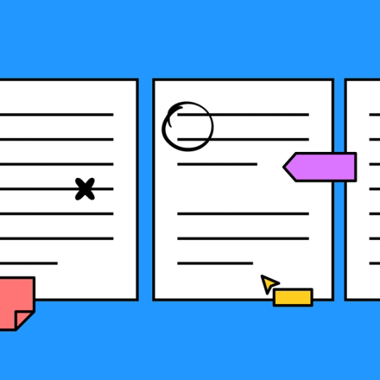 essay draft marked up with FigJam's collaboration tools