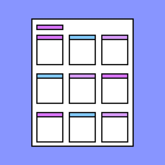 nice rectangles intended to represent sections of a design brief