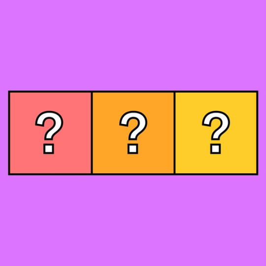 three columns of rectangles with question marks on them