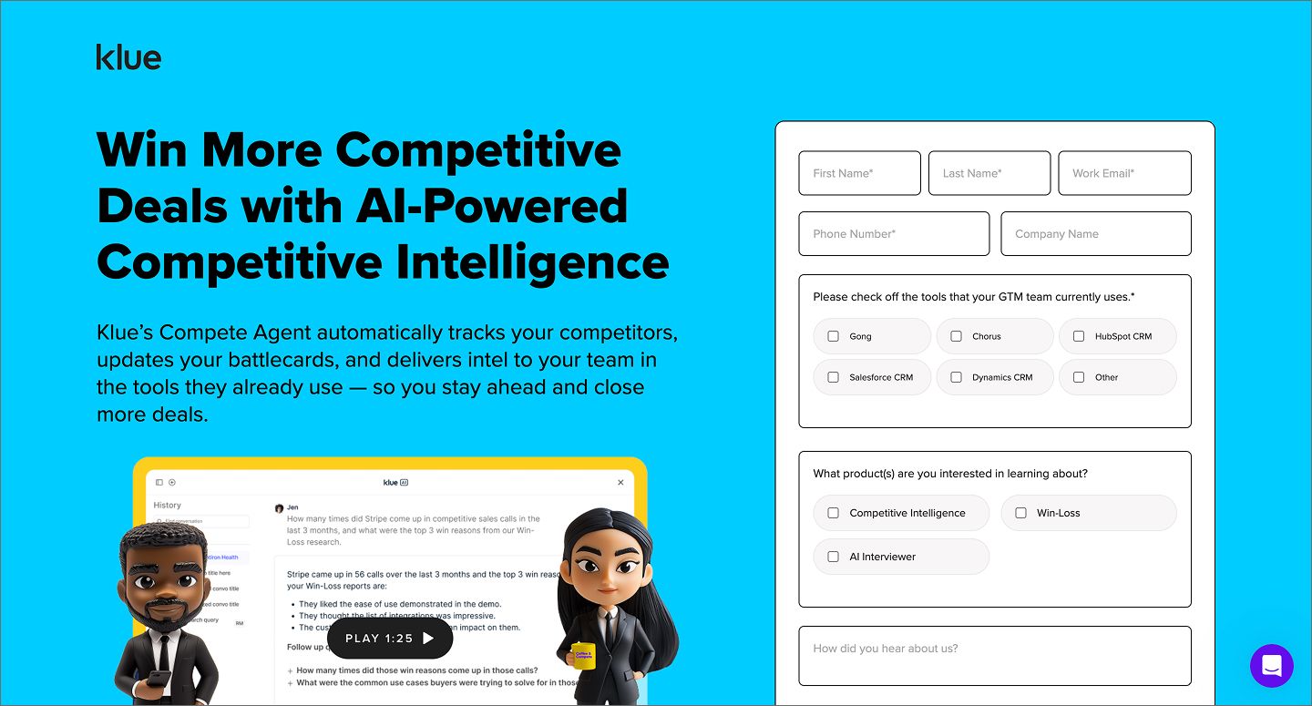Klue, an AI market research tool for competitor analysis.
