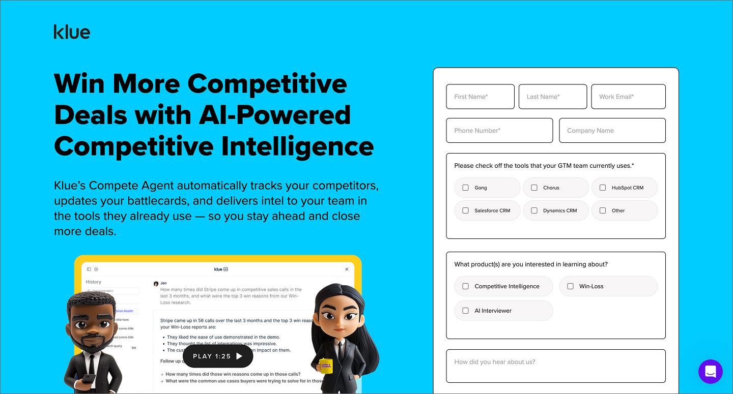 Klue, an AI market research tool for competitor analysis.