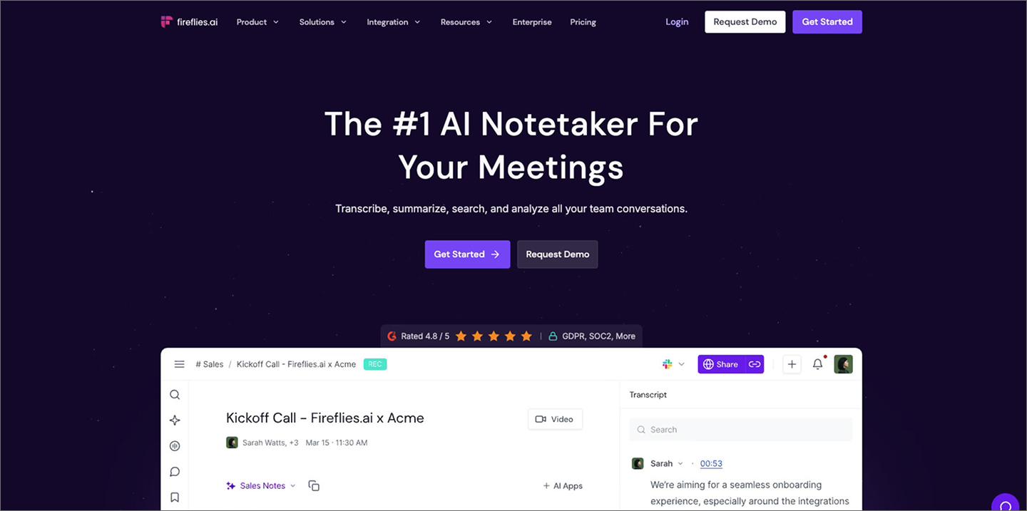 Fireflies.ai website.
