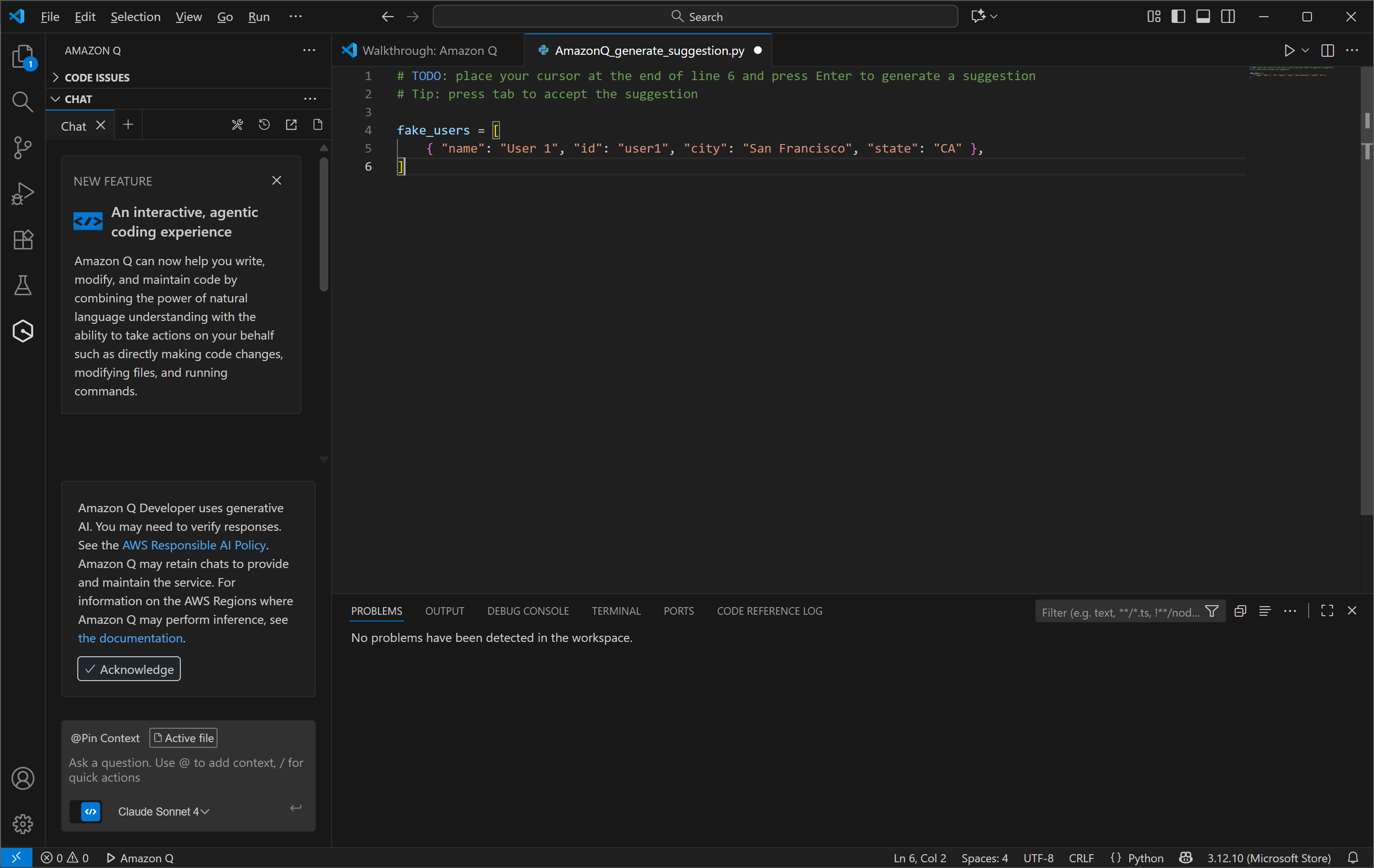 Amazon Q Developer AI coding tool