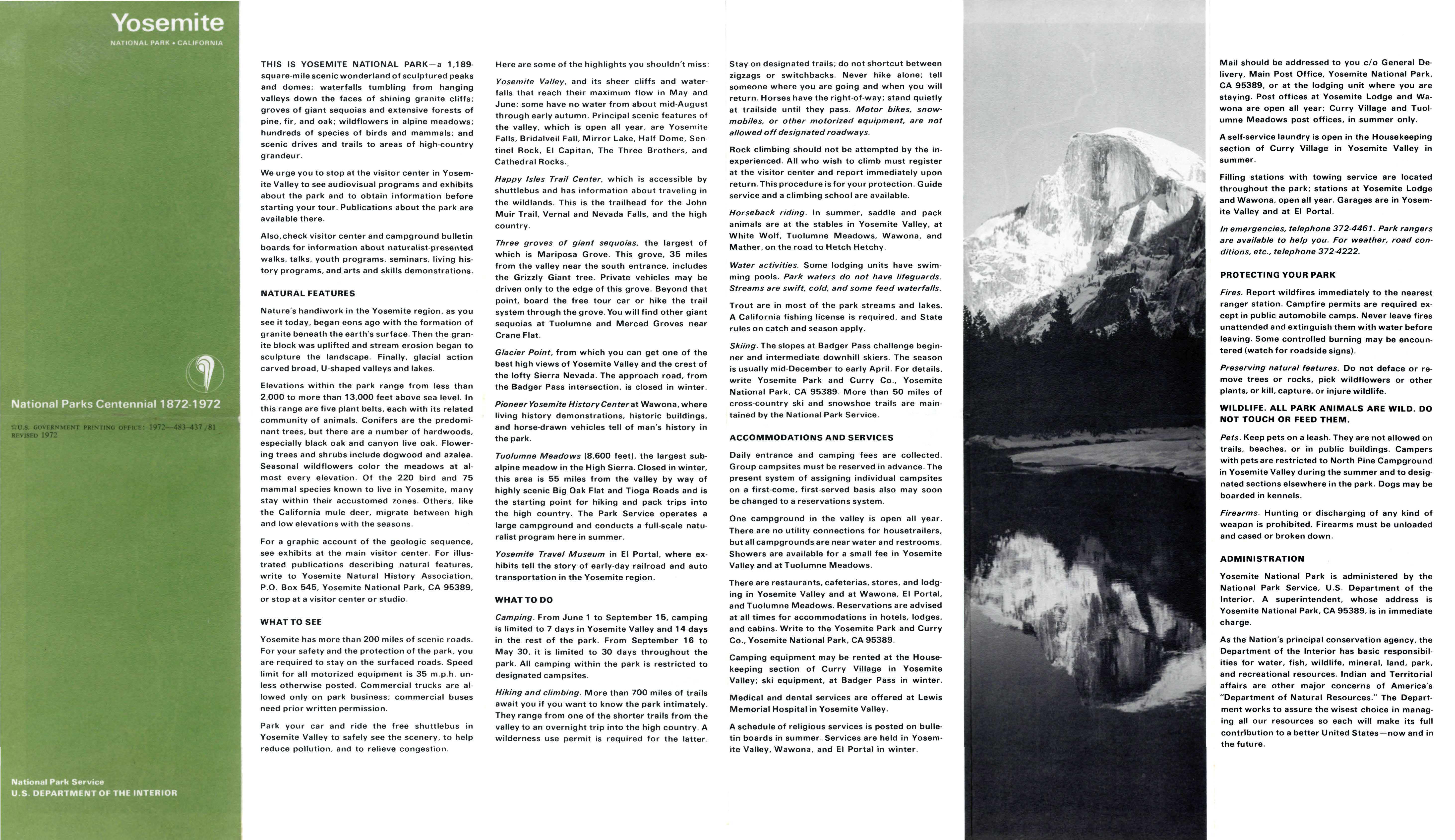 Broadside pamphlet showing columns of text and an olive green front and back cover