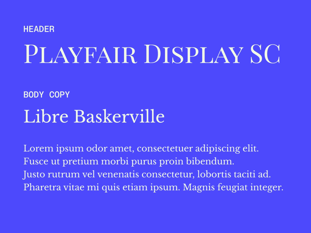 Playfair Display SC and Libre Baskerville wedding font pairing