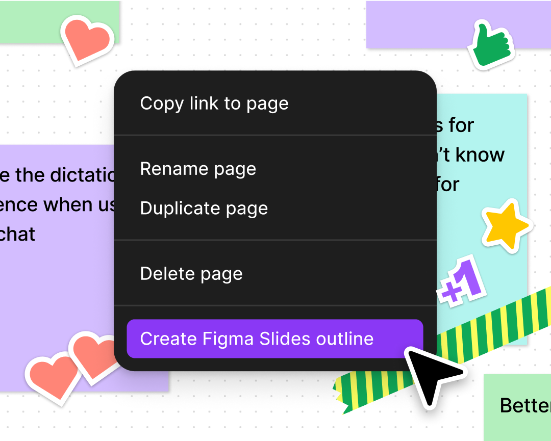 modal on figjam board with option to create figma slides outline