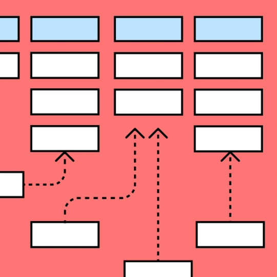 white and blue flow chart with arrows that represent a workflow or process