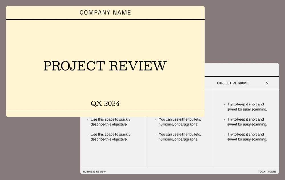 Screenshot of project review slide deck