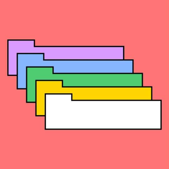 stacked folders in various colors