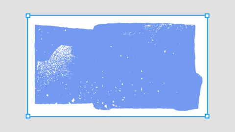 A rectangular blue painted texture selected on the Figma canvas, shown as a vector image with bounding box handles.