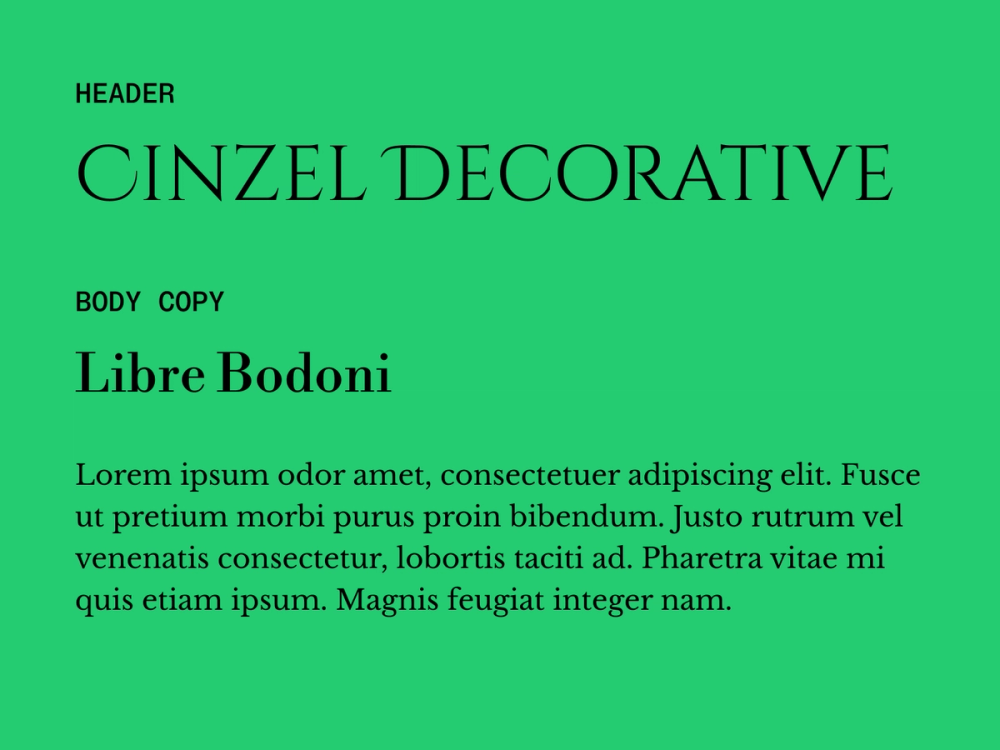 Cinzel Decorative and Libre Bodoni wedding font pairing