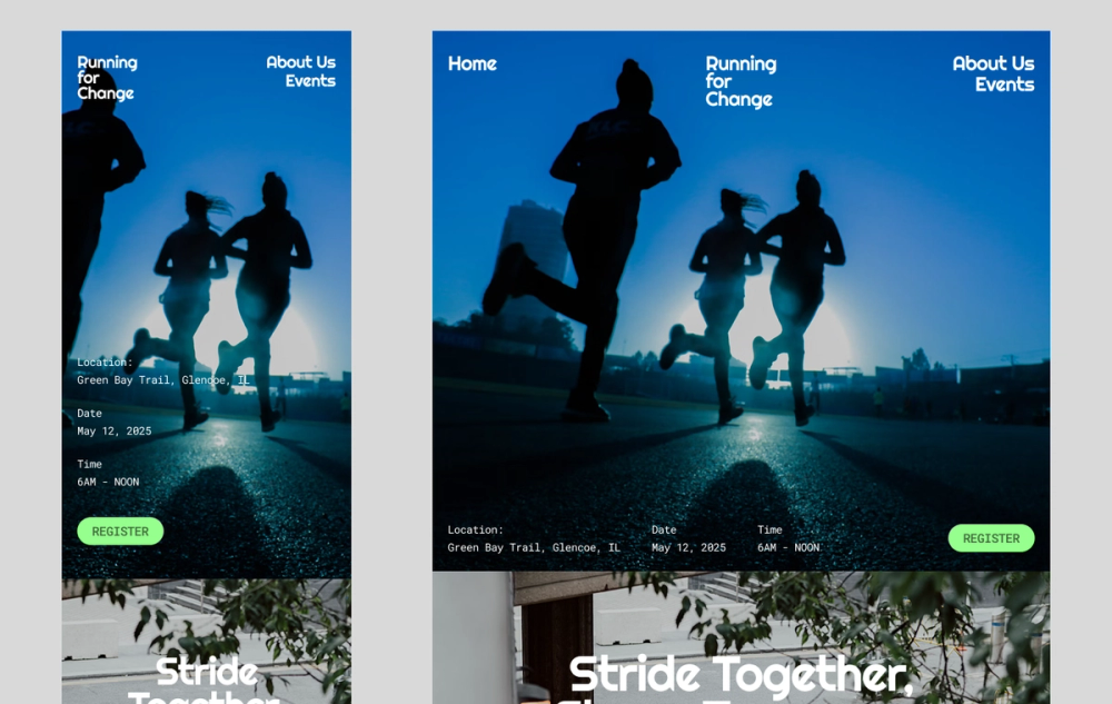 A screenshot of a group event mobile website template