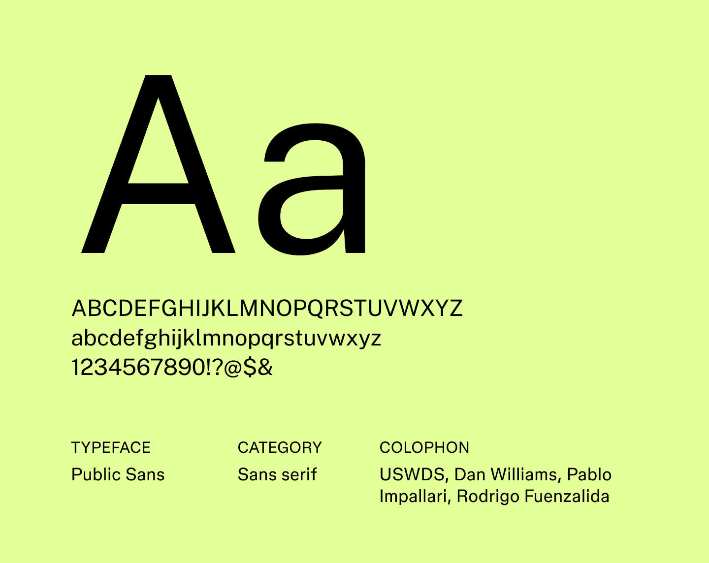 Example text using the sans serif font Public sans.