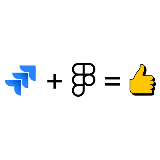Image of the Jira logo plus Figma logo equals a thumbs up