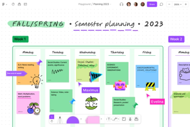 Calendario de planificación del semestre hecho con FigJam