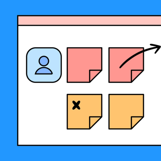 section of a peer review template with sticky notes and doodles