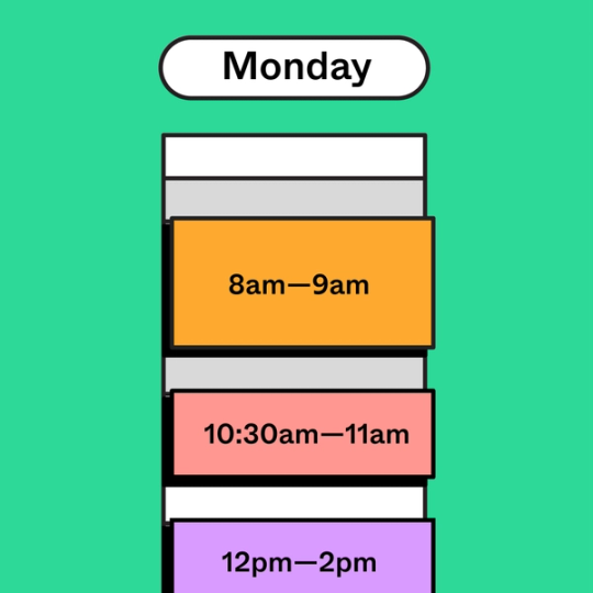 time blocking with a Monday label