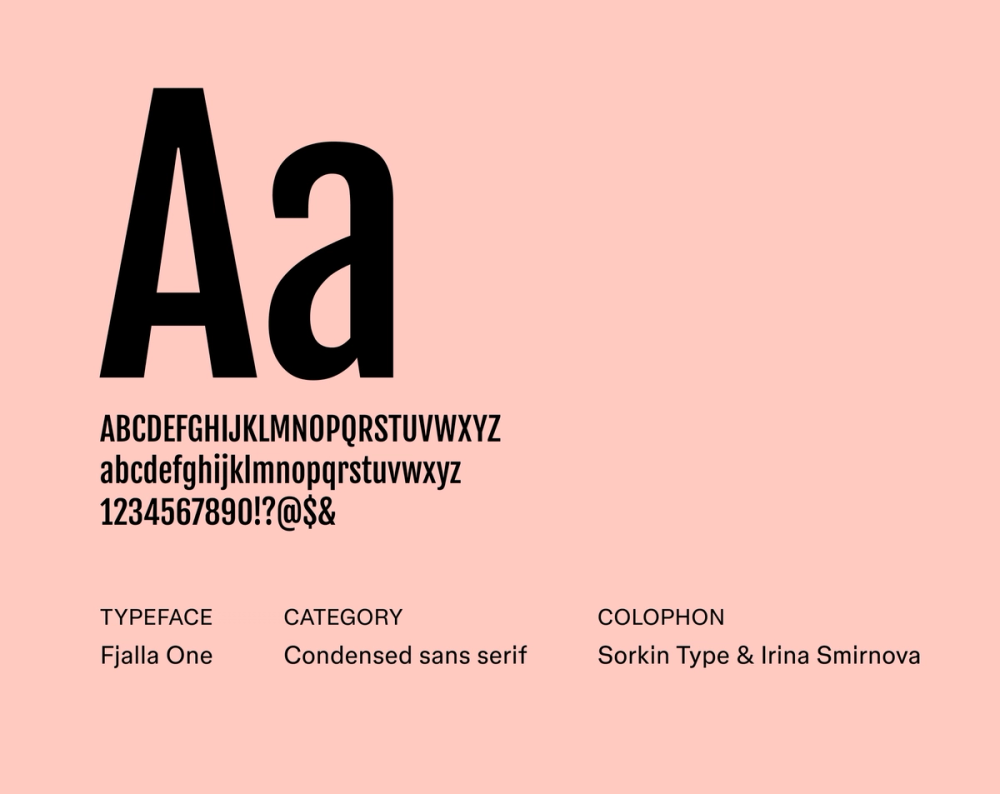 Fjalla One – Beispiel für eine minimalistische Schriftart.