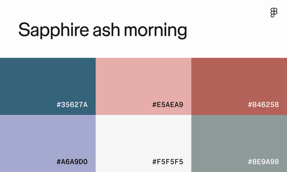 Color scheme with dusty blues, pinks, and purples.