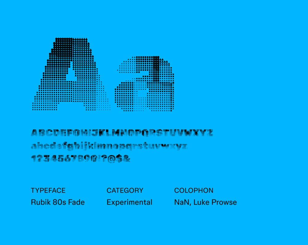 Rubik 80s Fade futuristic font example.