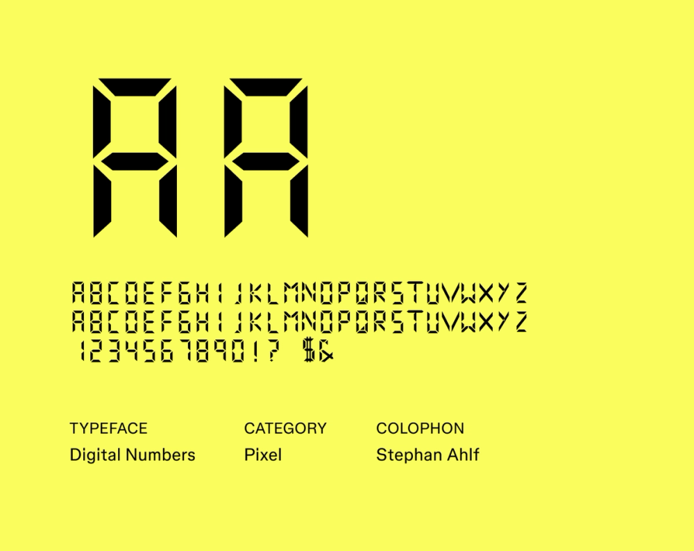Digital Numbers futuristic font example.