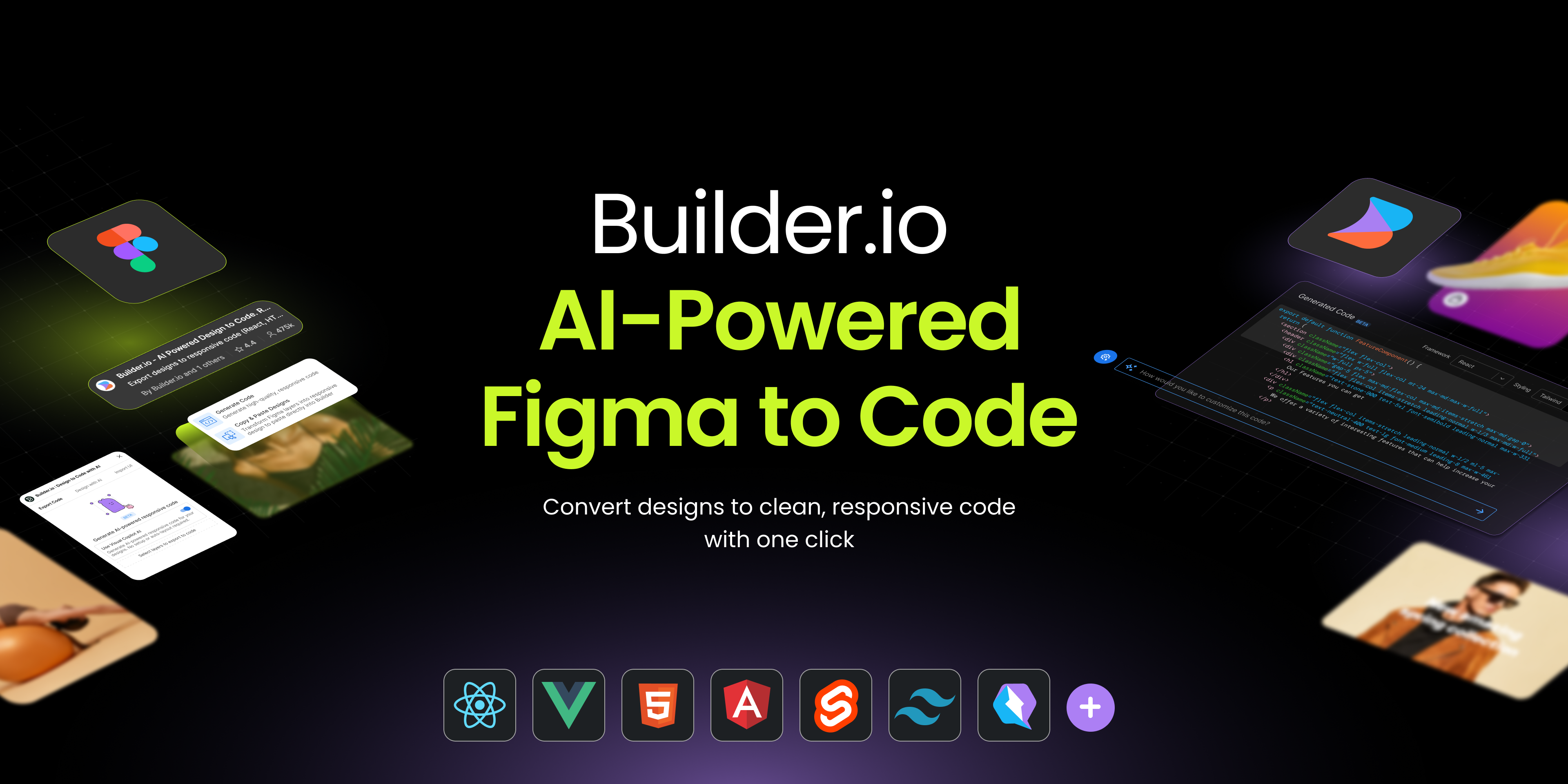 A black title card featuring Builder's AI-powered Figma to code solution.