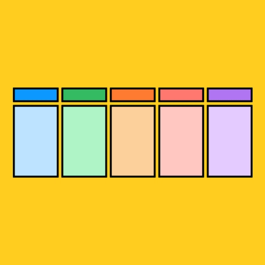 five rectangles each with a generic labels