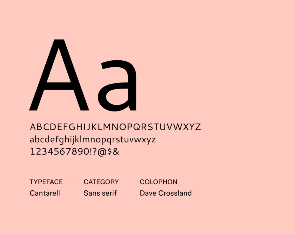 Cantarell minimalist font example.