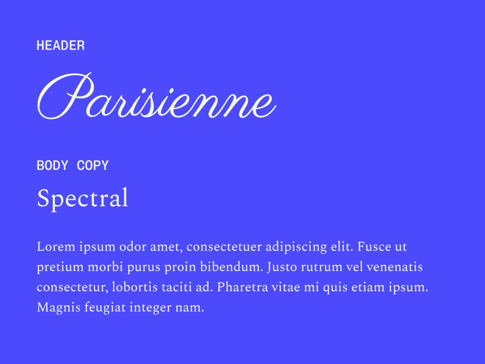 Parisienne and Spectral wedding font pairing
