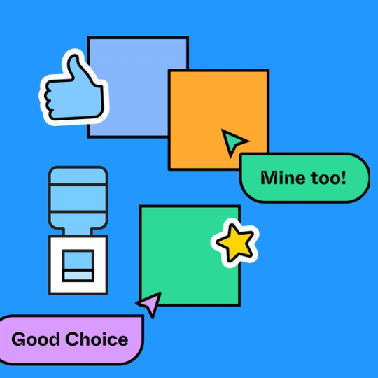 mouse cursors hovering over conversation ideas on a diagram