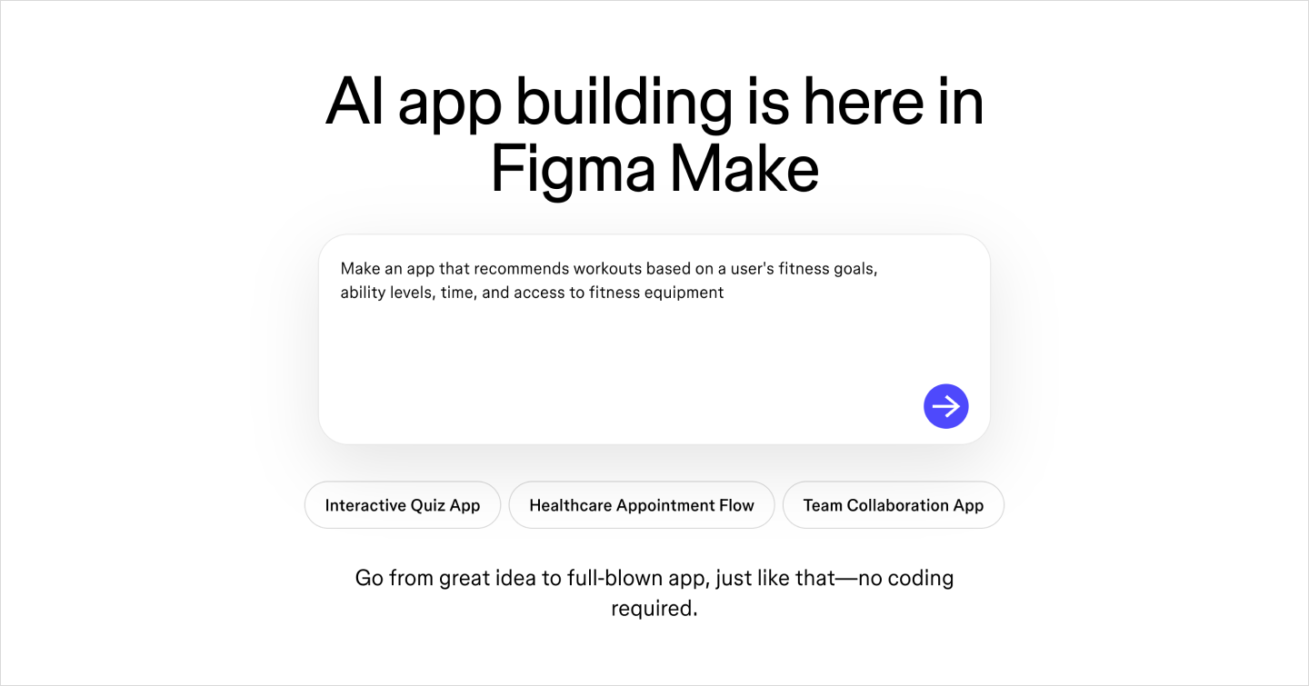A screenshot of an example prompt to use in Figma Make.