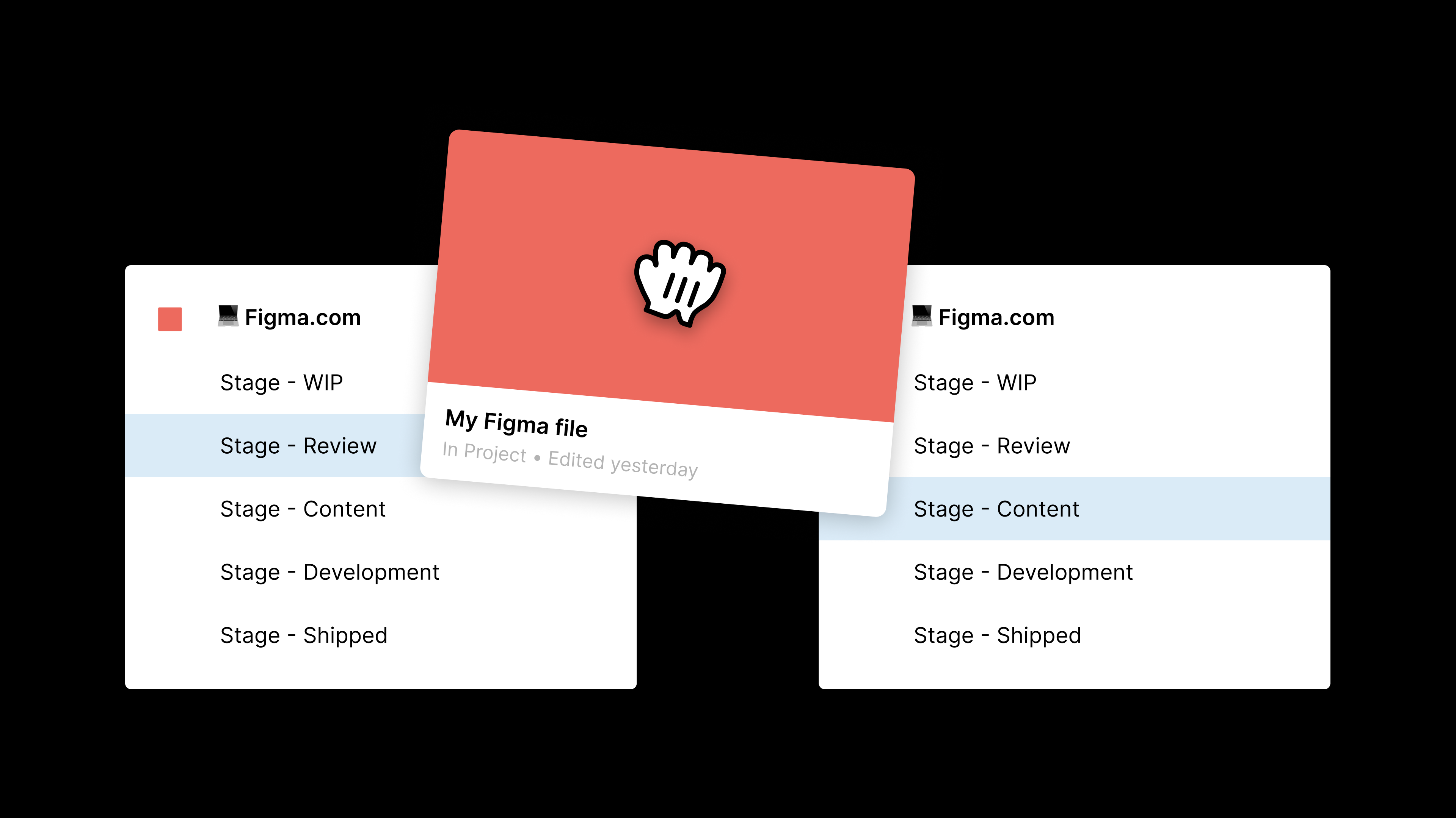A visualization of a Figma file being dragged from one project to another.