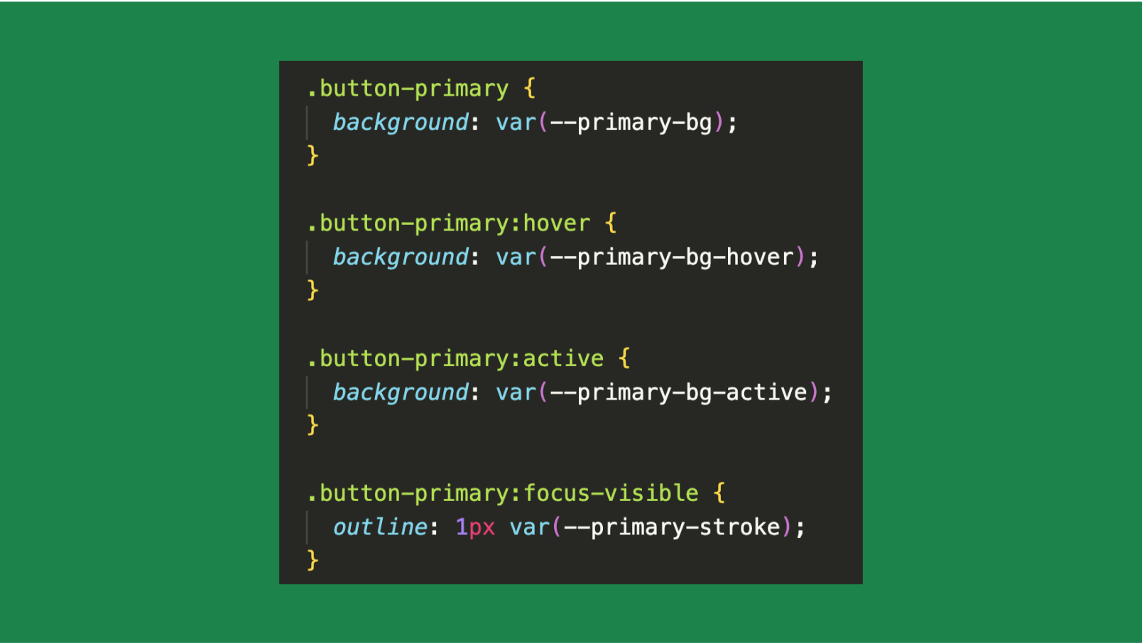A code block showing style changes for a button