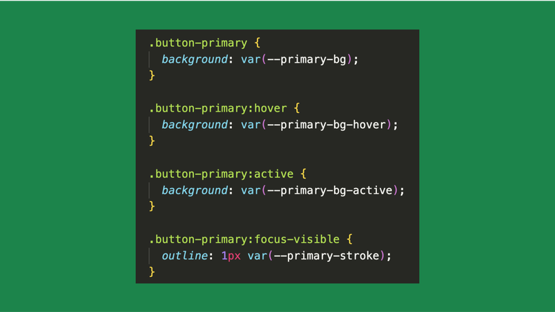A code block showing style changes for a button