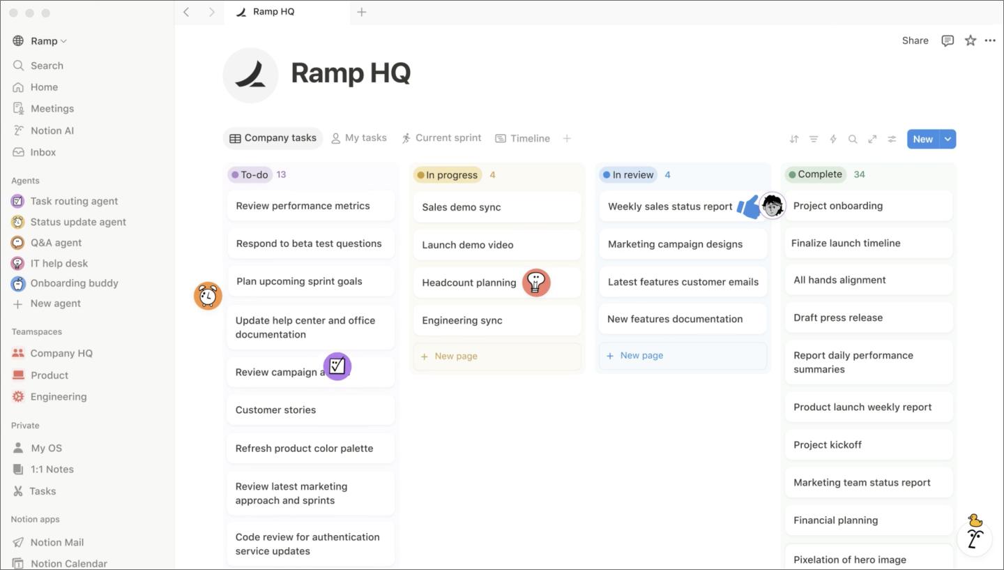 Notion workspace showing a database view (kanban or calendar) and linked documents, centralizing visual documentation and project management.