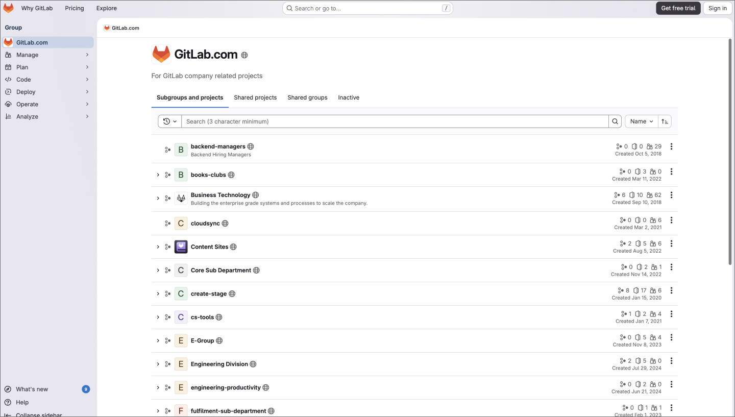 The GitLab website for code development.