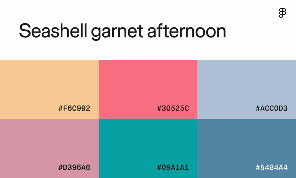 Pastel color scheme with bright coral accent.